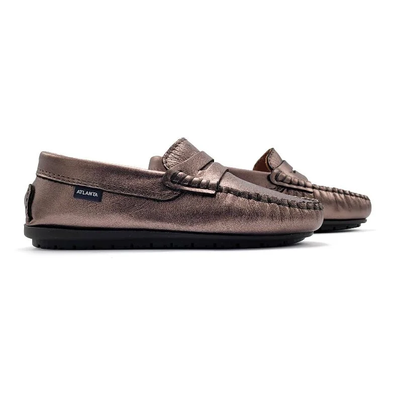 Luxury Italian loafers discount -Atlanta Mocassin Grey Metal Penny Loafer 032