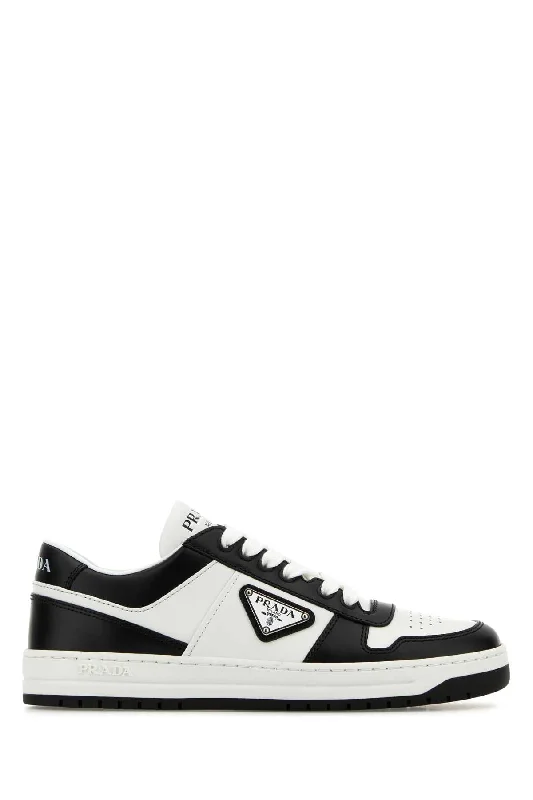 Athletic shoes for weekend warriors -PRADA Two-tone Leather Downtown Sneaker for Women