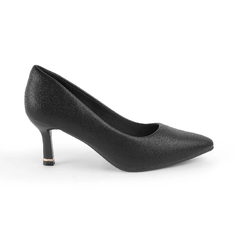 High heels with flexible soles for dancing -high heels for casual yet chic look-Tresmode Triango Black Women's Dress Pumps