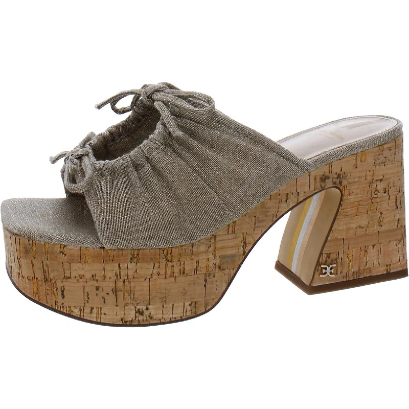 Durable sandals for rocky trails-Sam Edelman Womens Dova Bow Cork Platform Sandals