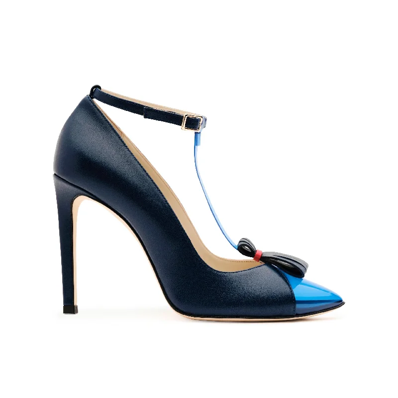 High heels with grippy relief -high heels for a polished outfit-Tamron Ankle Strap Pumps in Navy & Ocean Blue