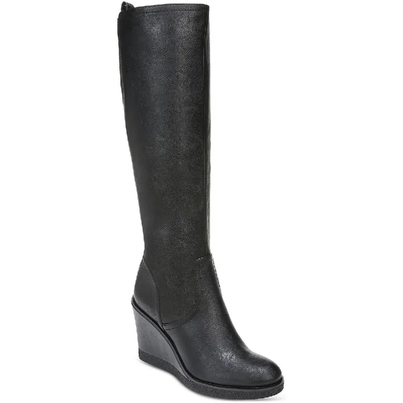 Best boots for wet treks-Zodiac Womens IGGY Faux Leather Knee-High Wedge Boots