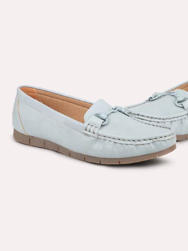 Loafers with thick lining -Women Blue Solid Loafers