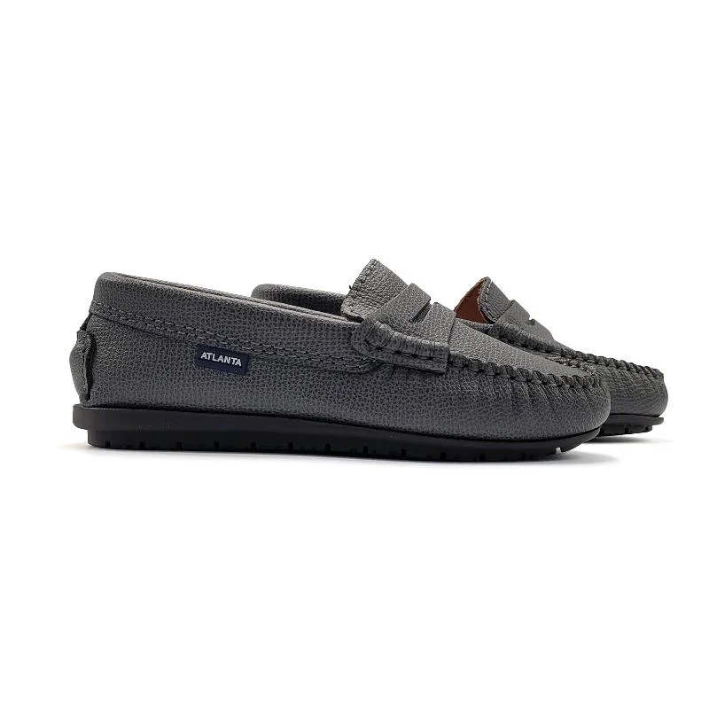 Loafers with rugged suede -Atlanta Mocassin Grey Grain Penny Loafer 032