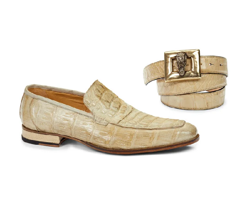 Loafers with studded details -Mauri - 4615 Bone Baby Hornback Crocodile Loafers