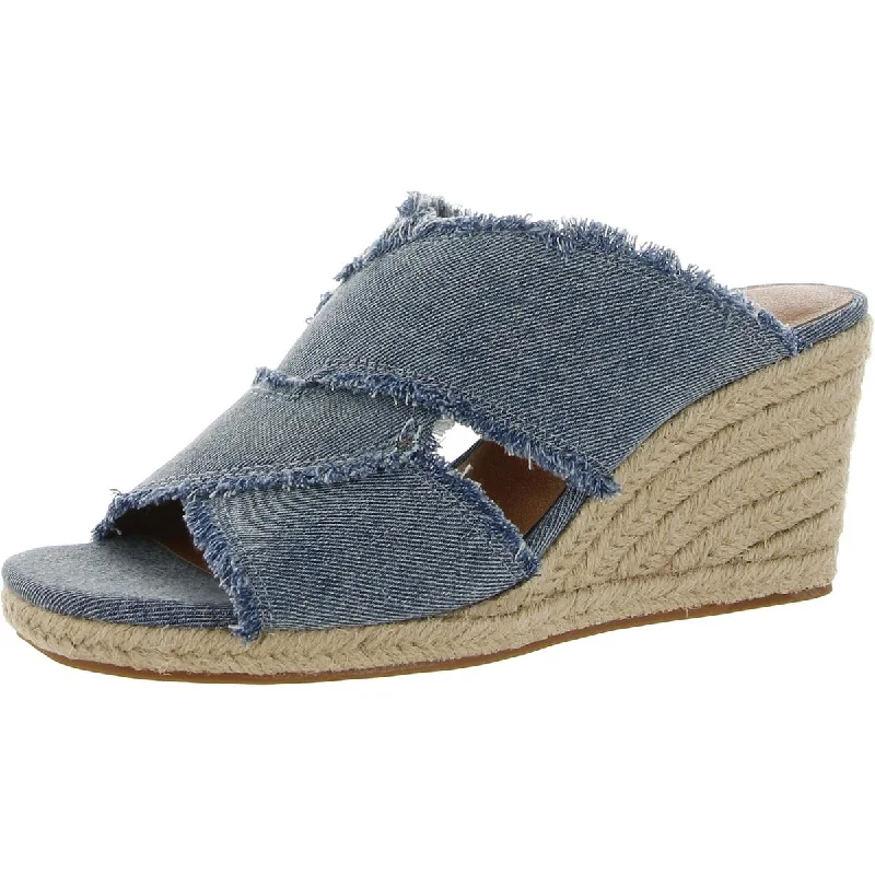 Lightweight sandals for city hikes-Lucky Brand Womens Madgie Criss-Cross Denim Wedge Sandals