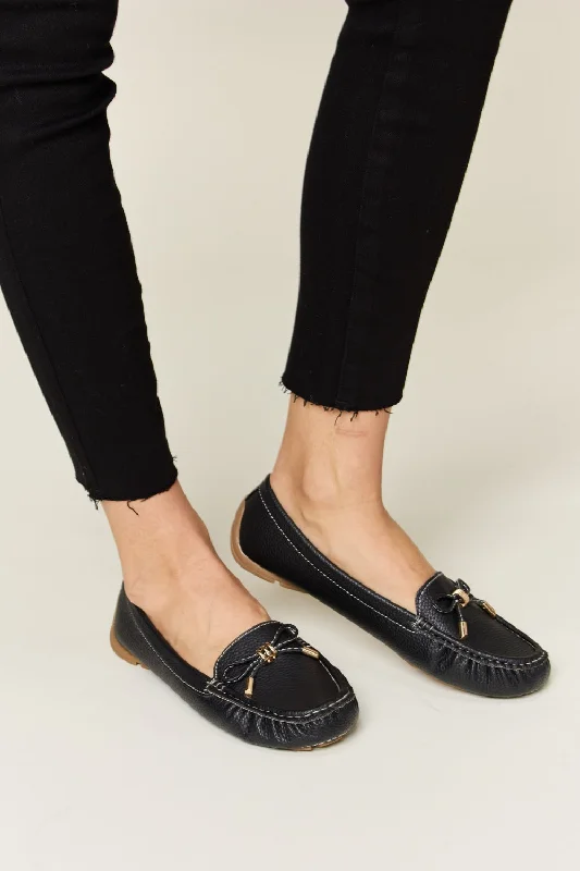 Loafers with raw leather -Forever Link Slip On Bow Flats Loafers