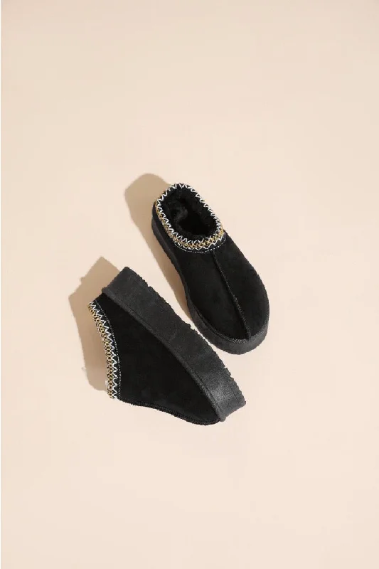 legacy slippers classic-KIDS ULTRA MINI PLATFORM SLIPPERS EMBROIDED ANKLE BOOTS IN BLACK 31-36 SIZES