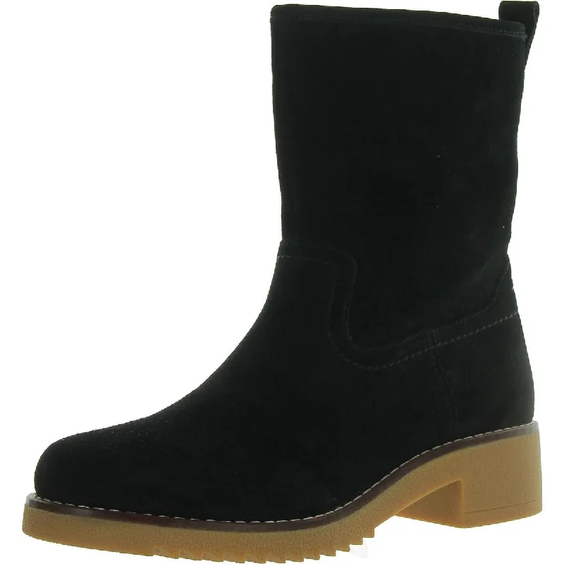 Best boots for arch support-Clarks Womens Eden Mid Hi Suede Round Toe Mid-Calf Boots