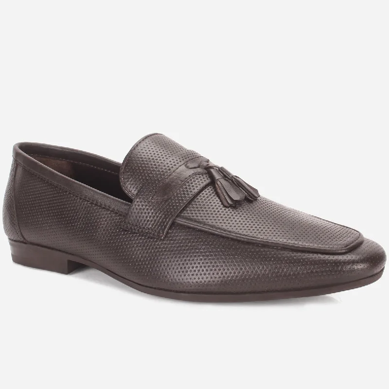 Loafers with reliable support -Men "ASTON" Leather Slide In Loafers Shoes