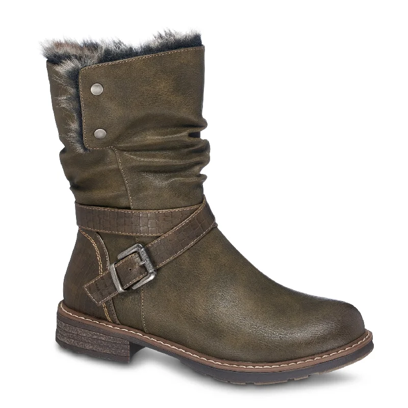 Insulated boots for ice fishing-Bailey Olive Fur Boots