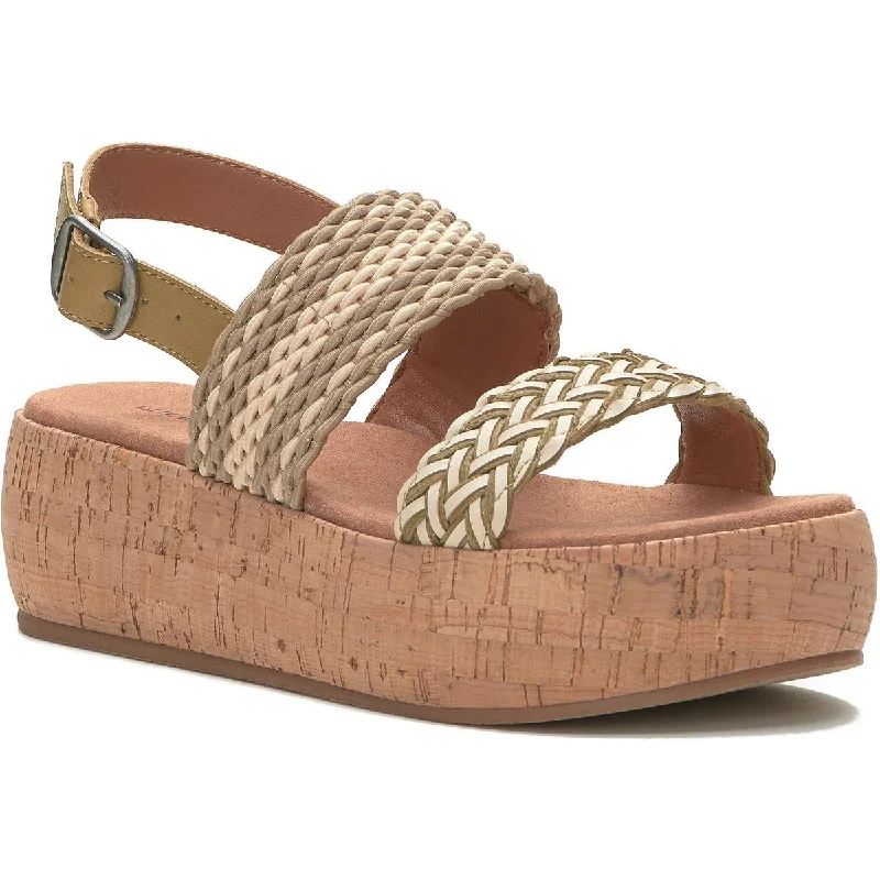 Cushioned sandals for plantar comfort-Lucky Brand Womens Jadiel Braided Ankle Strap Flatform Sandals