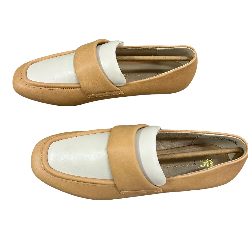 flats with playful design-Shoes Flats By Bc Clothing Company In Tan & White, Size: 11