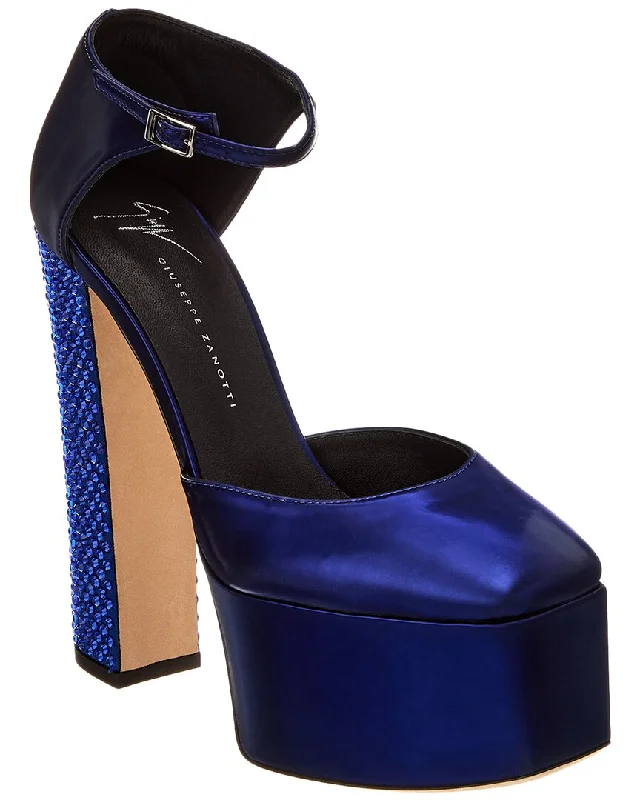 High heels with plush textures -high heels with slingback design-Giuseppe Zanotti Newyork 80 Platform Pump