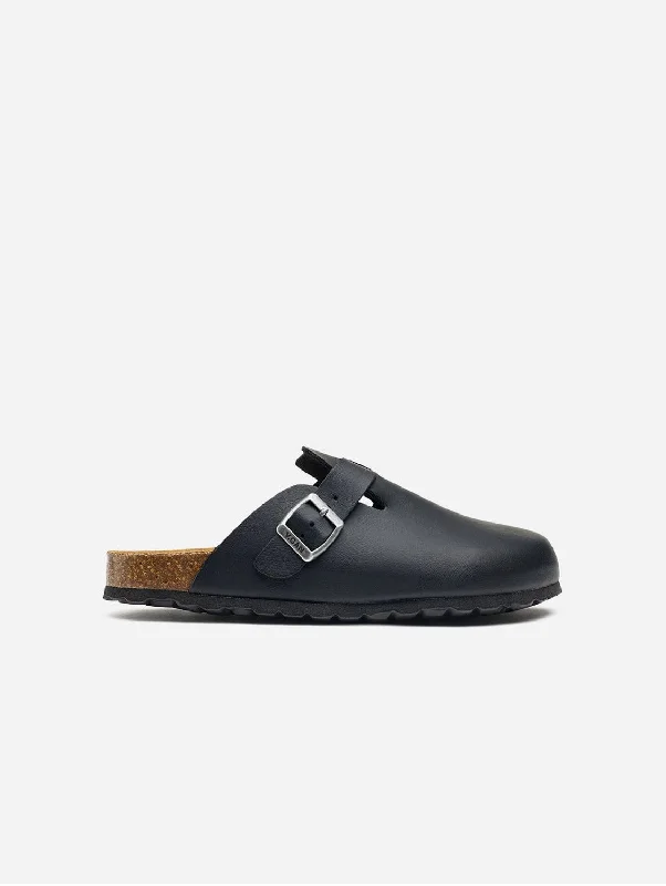 roots slippers classic-Taro Comfort Men's Vegan Footbed Slippers | Black