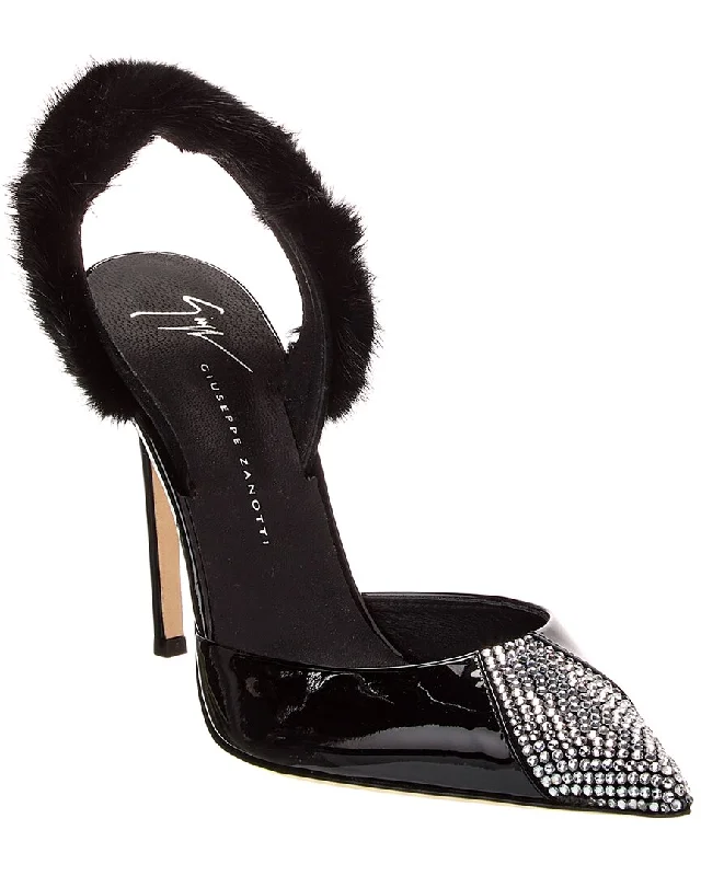 High heels for indoor night strolls -elegant high heels for women-Giuseppe Zanotti Braquel 105 Patent Slingback Pump