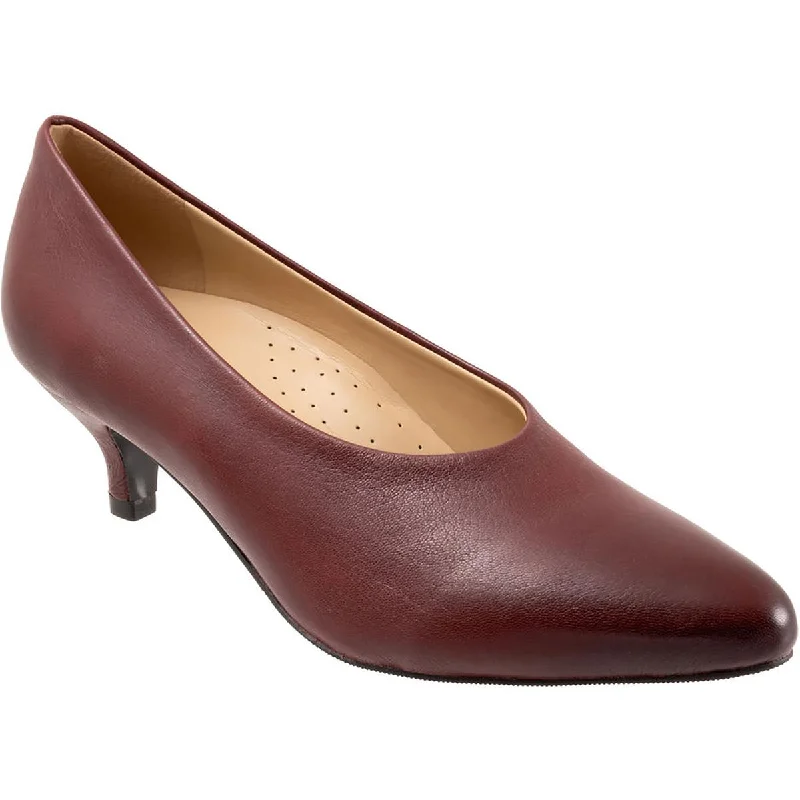 High heels for women with arch relief -high heels with square toe-Trotters Womens Kimber Leather Kitten Heel Pumps