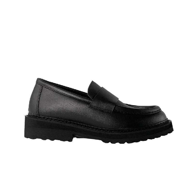 Loafers with tough leather -'Everyday Loafer' unisex vegan shoe with chunky sole by Ahimsa - black