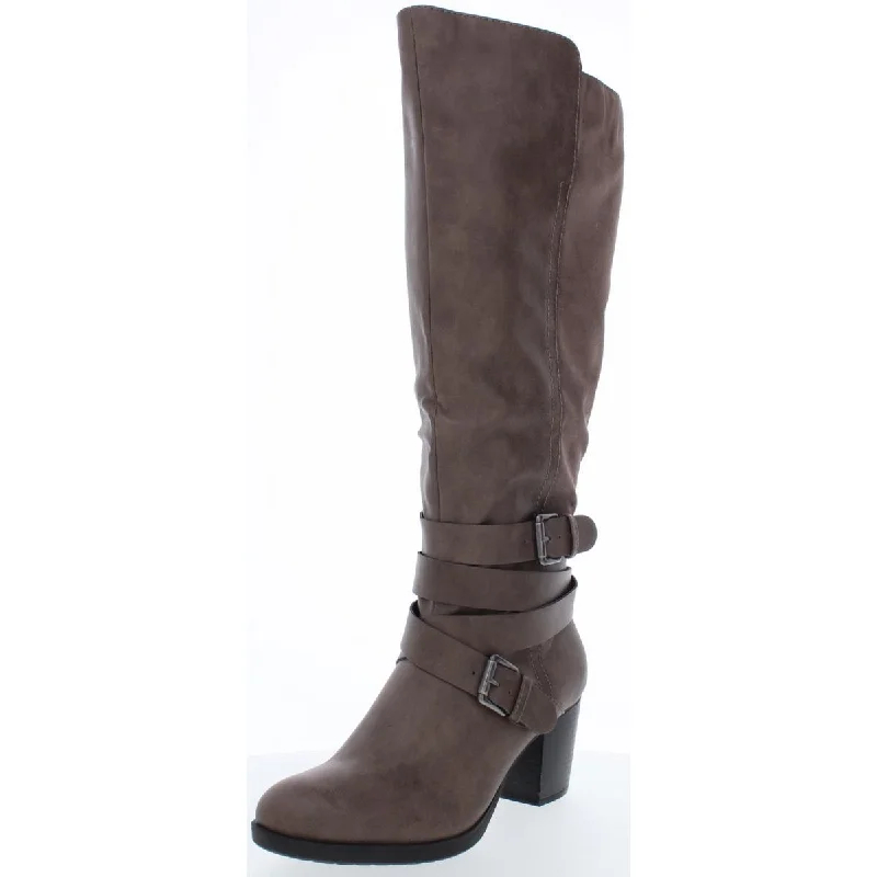 Lightweight boots for daily hikes-Style & Co. Womens Jomaris Leather Wide Calf Riding Boots