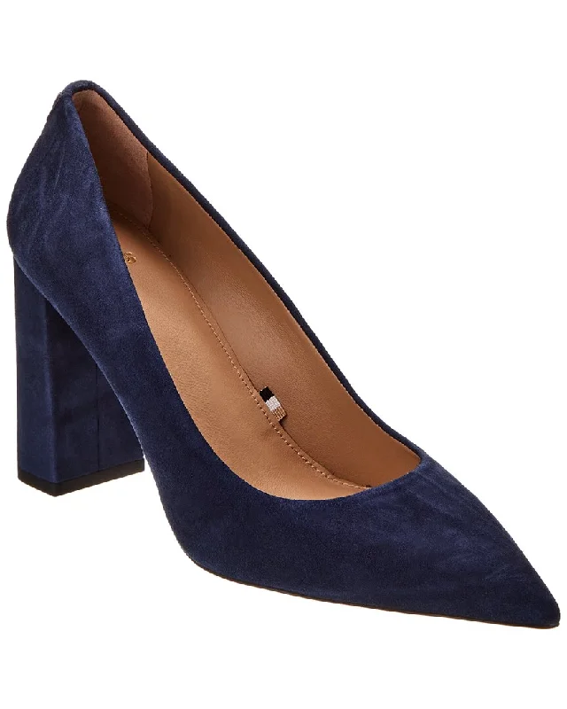 High heels for elegant night walks -high heels with leather straps for comfort-Hugo Boss Janet Chunky Suede Pump