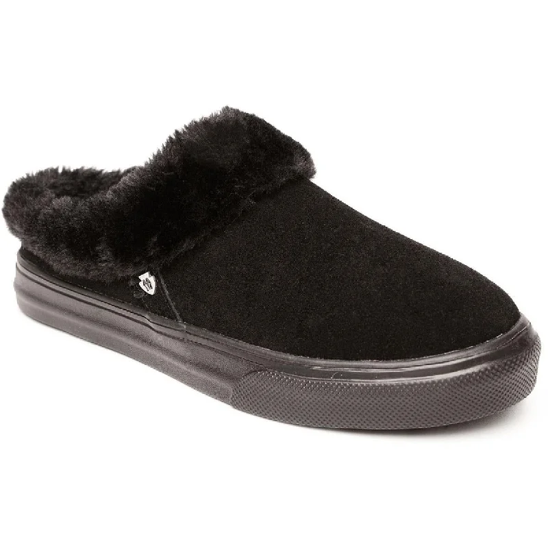 Athletic shoes for rocky trail paths -Minnetonka Womens Windy Suede Faux Fur Lined Slip-On Sneakers