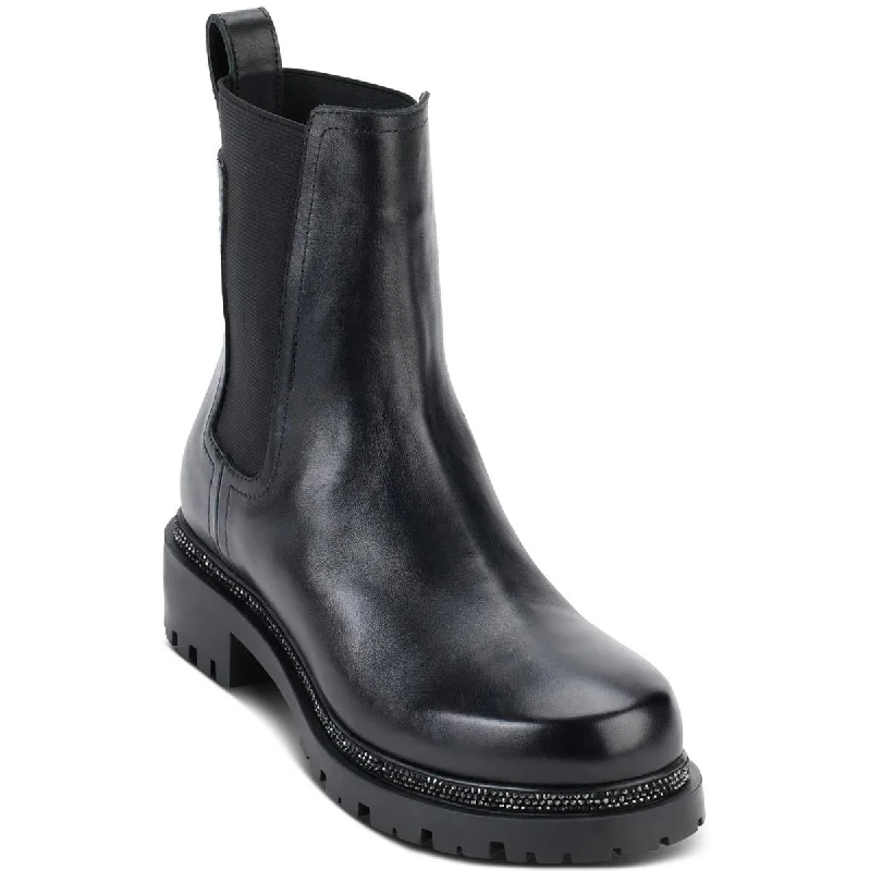 Warm boots for frigid winters-DKNY Womens Rick Leather Motorcycle Boots