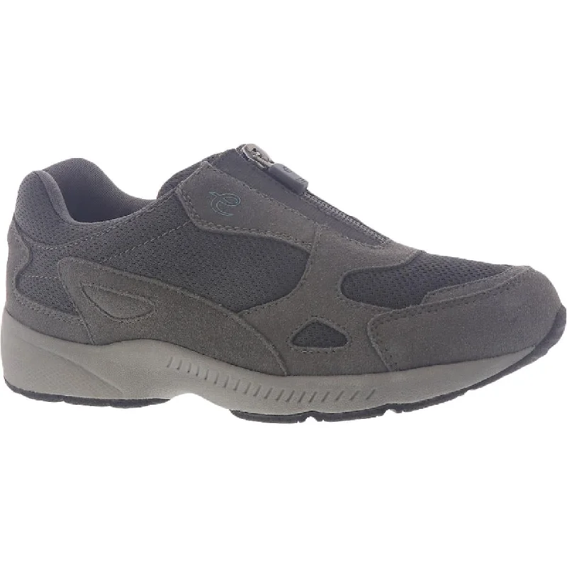 Athletic shoes with slip-proof soles -Easy Spirit Womens Rheal Leather Zip-Up Slip-On Sneakers