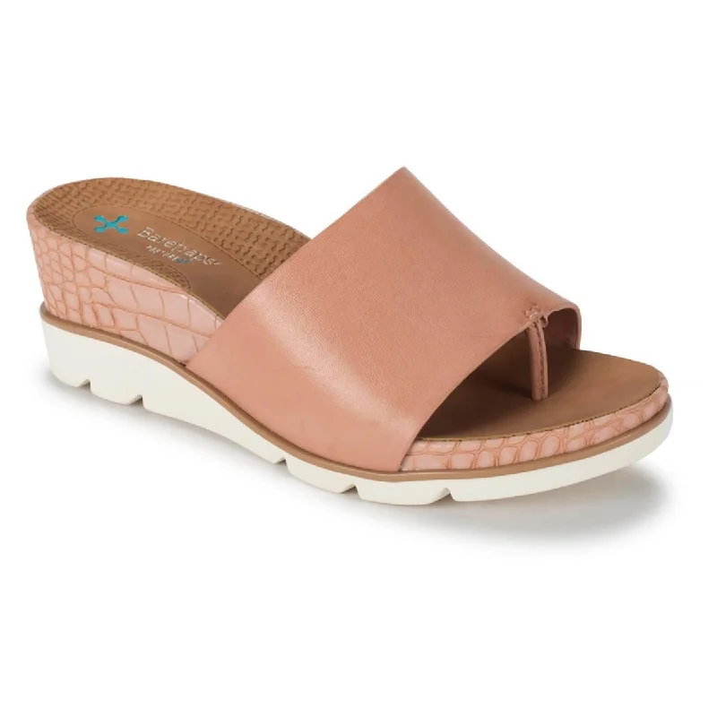 Soft sandals for everyday comfort-Baretraps Womens Leigha Faux Leather Slip On Wedge Sandals