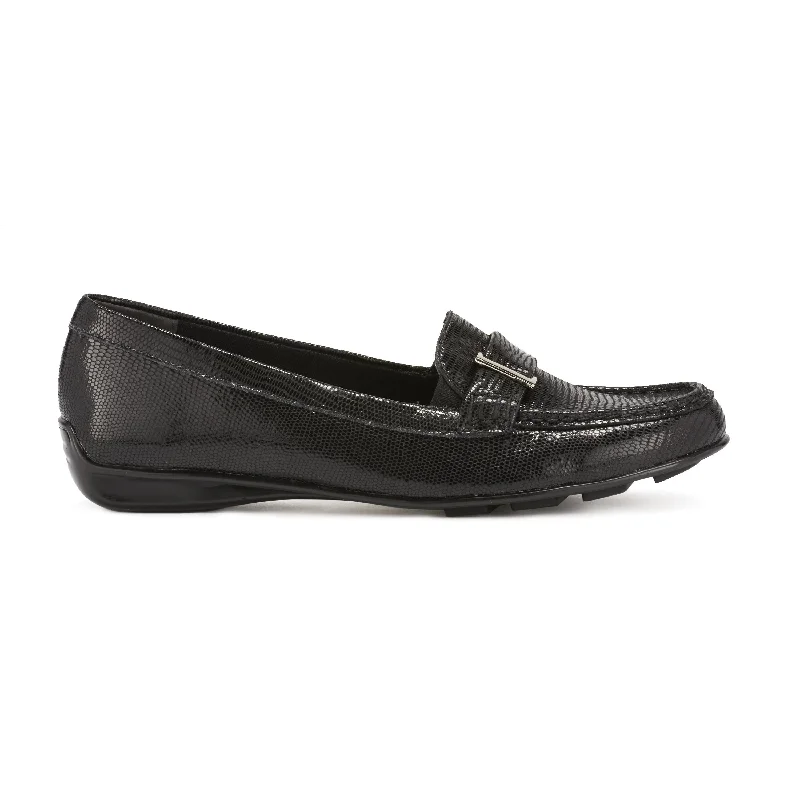 Loafers with traction soles -March Black Patent Lizard Loafers - SIZE 13 AA ONLY