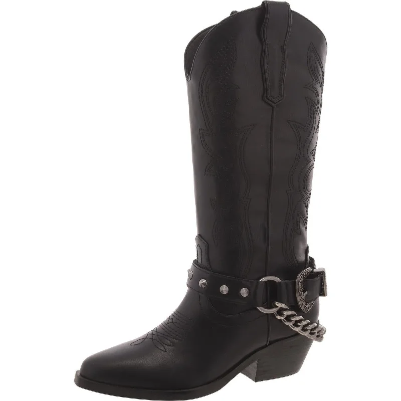 Best boots for cold treks-Steve Madden Womens Leather Studded Cowboy, Western Boots