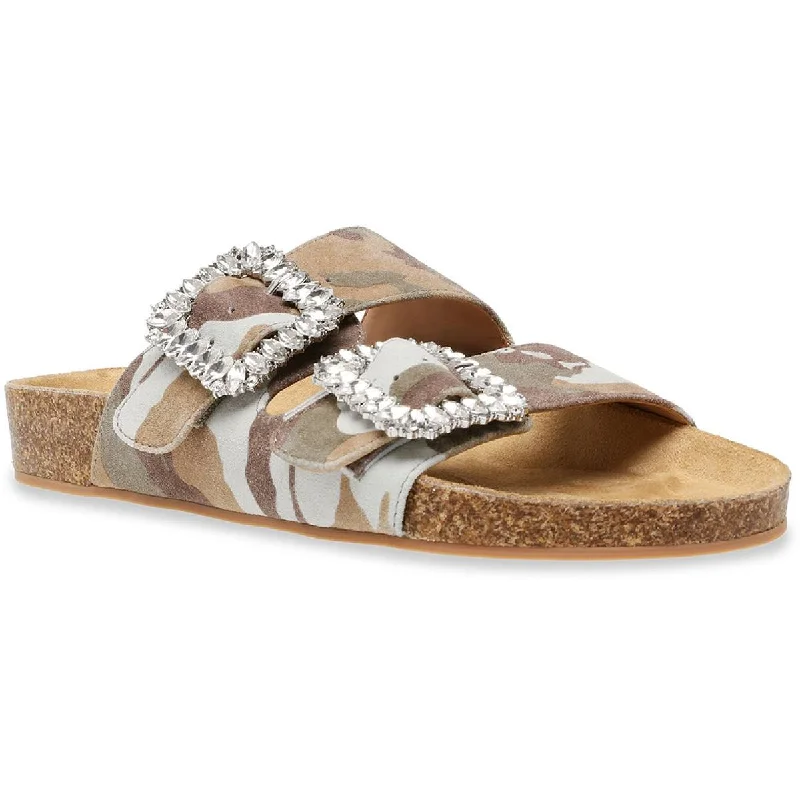 Affordable sandals for hot trips-Steven New York Womens Somers Rhinestone Footbed Sandals