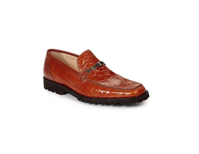 Loafers with bold stitching -Mauri - 4692 All Over Alligator With Bracelet Loafers