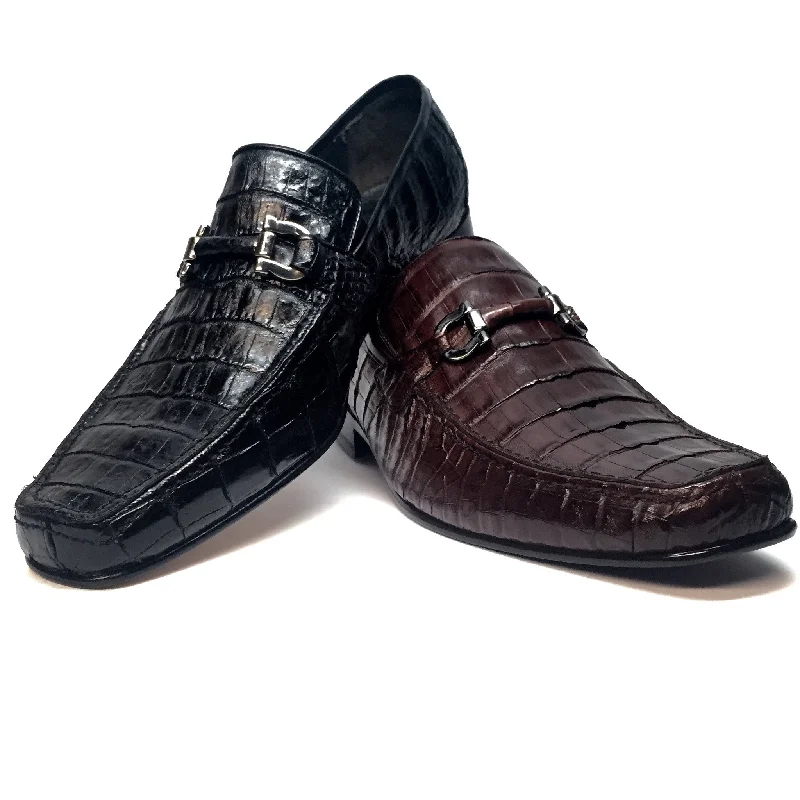 Loafers with adjustable straps -Los Altos All-Over Crocodile Belly Loafers