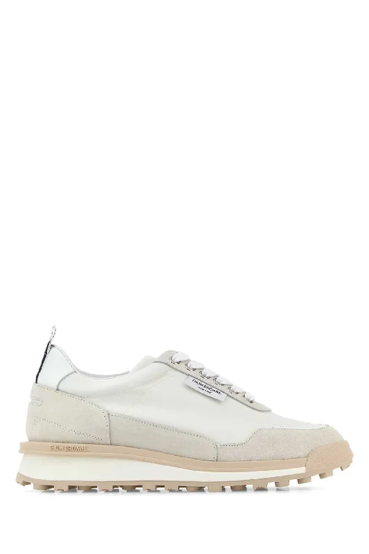 Athletic shoes for casual gym-goers -THOM BROWNE Nylon and Suede Sneakers for Women