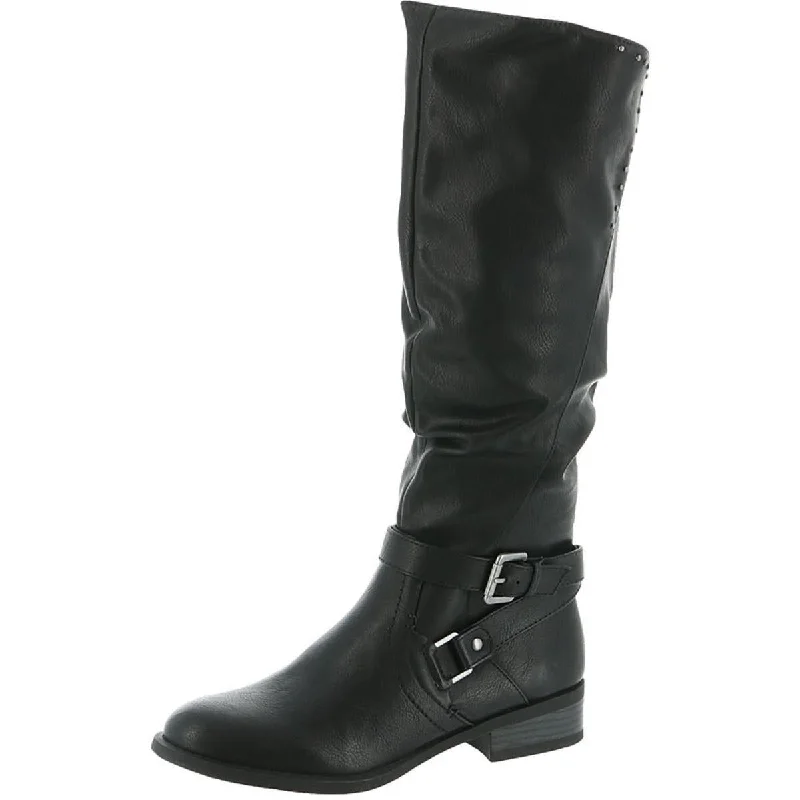 Affordable tactical boots for sale-White Mountain Womens Liona Block Heel Studded Knee-High Boots