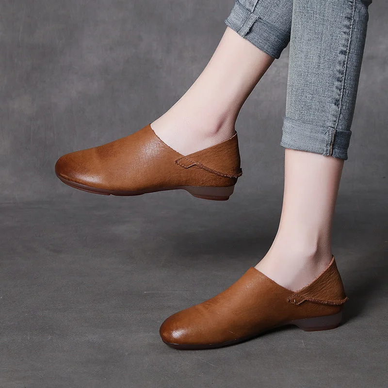 Women Retro Slip-Ons Handmade Leather Shoes