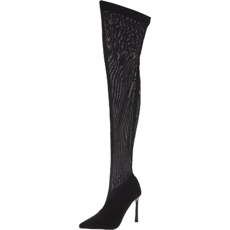 Trendy knee-high boots for winter-Steve Madden Womens Evie Sheer Pointed Toe Over-The-Knee Boots