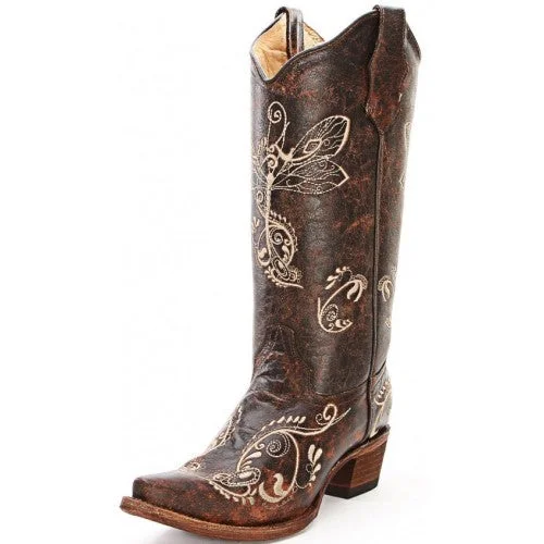 Best boots for muddy roads-Corral Circle G L5001 Distressed Brown Dragonfly Western Boot