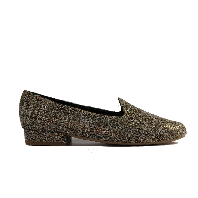 Loafers for outdoor vibes -'Tracey' vegan-textile loafers by Zette Shoes - bronze multicolour