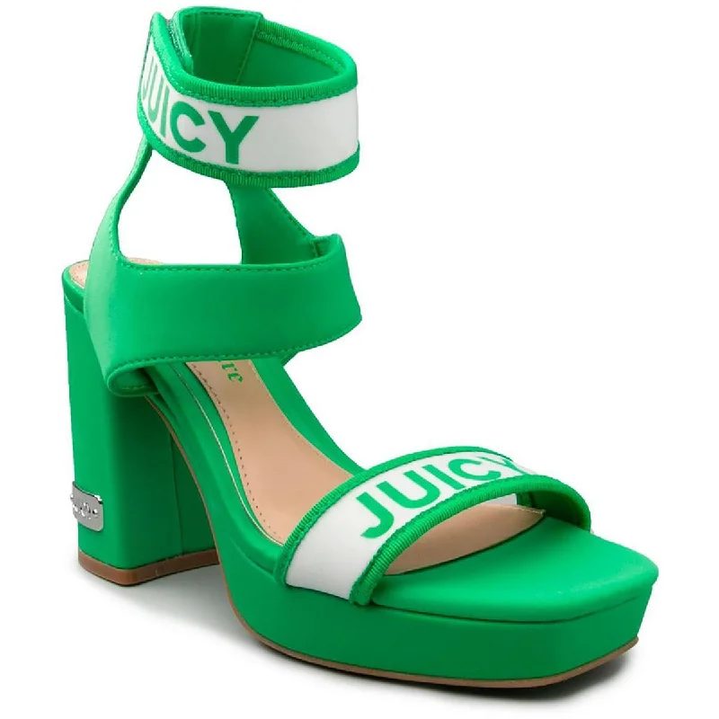 Durable sandals for rugged beaches-Juicy Couture Womens Glisten Ankle Strap Sandal Block Heels