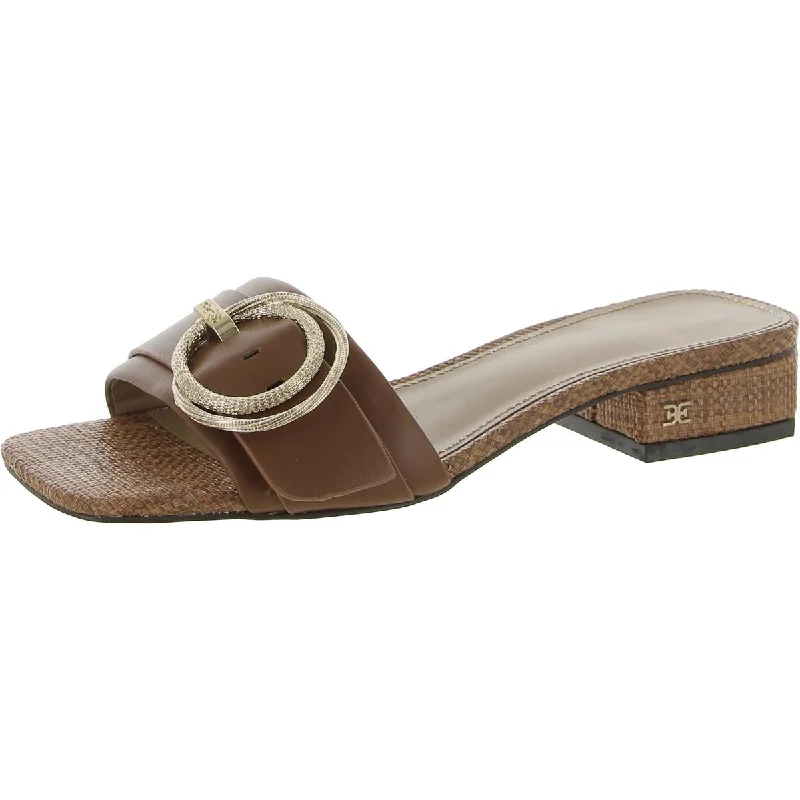 Affordable sandals for kids-Sam Edelman Womens Delfi Leather Slip On Slide Sandals