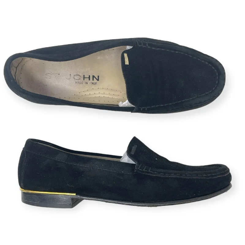 Women’s loafers with platform sole -Black Suede Gold Accent Loafers Designer By St. John  Size: 6.5