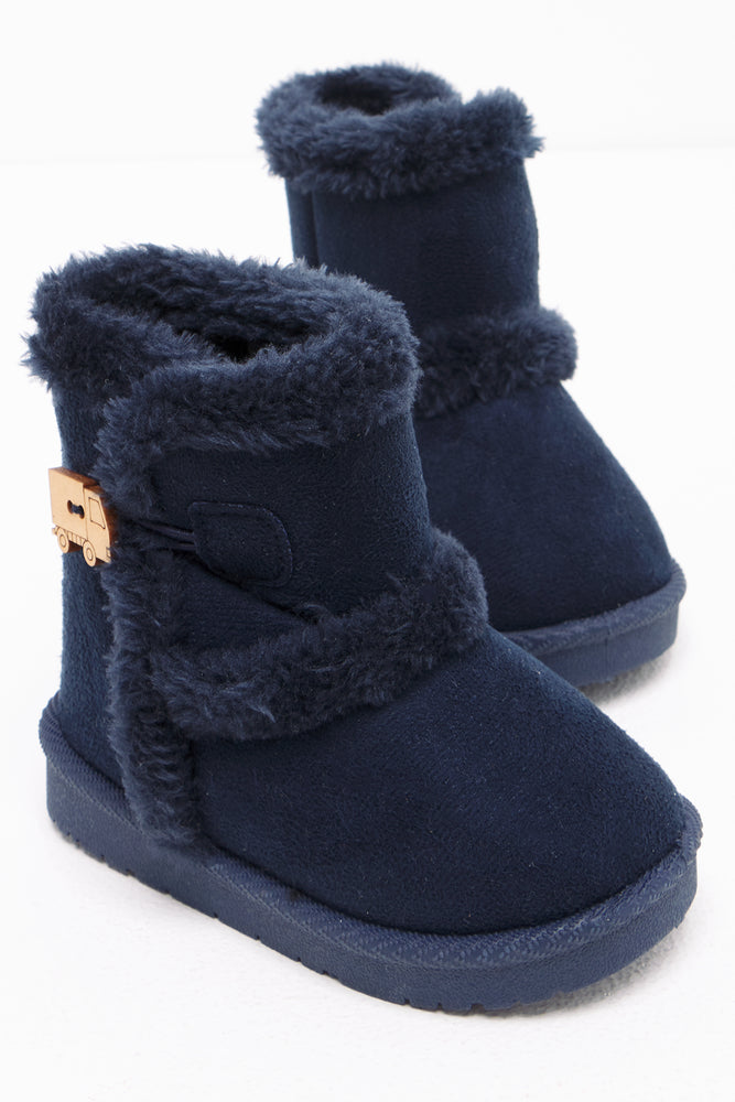 luxury slippers designer-Button Slipper Navy