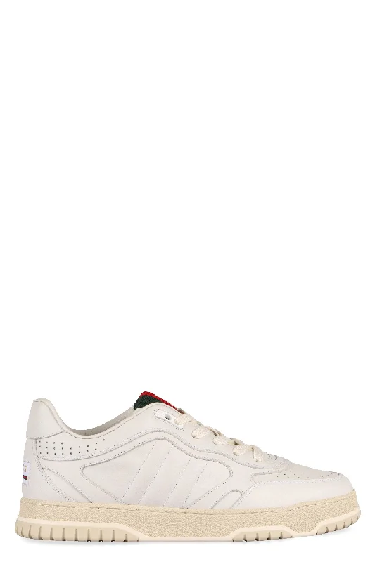 Athletic shoes with cushioned heels -GUCCI Re-Web Low-Top Leather Sneakers