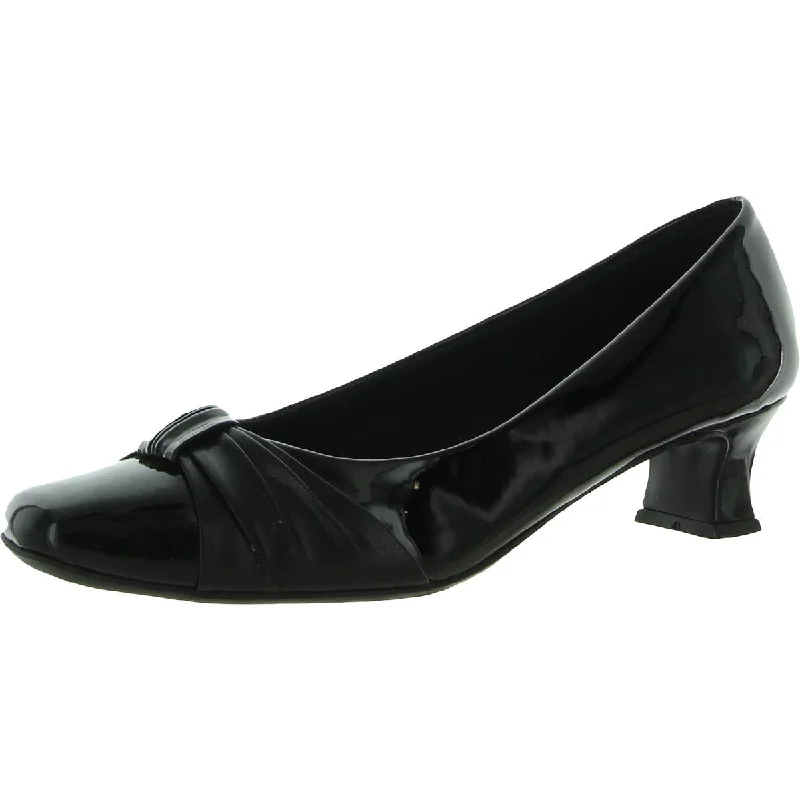 High heels for elegant night walks -high heels with stylish metallic heel-Easy Street Womens Waive Patent Dressy Pumps