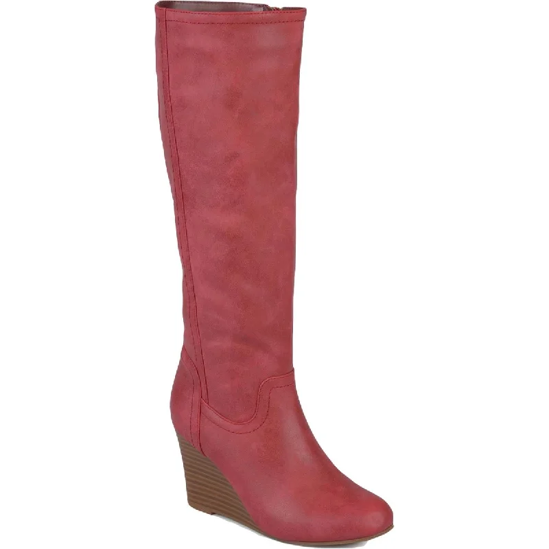 Lightweight boots for daily hikes-Journee Collection Womens Langly Heels Faux Leather Knee-High Boots