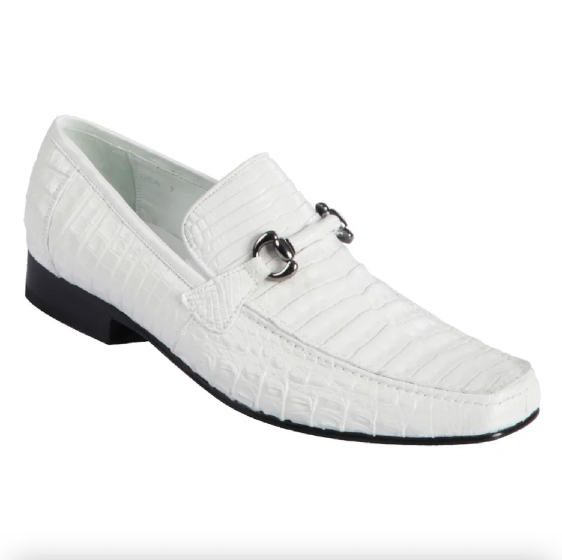 Luxury loafers for gifting -Los Altos All-Over White Crocodile Belly Loafers