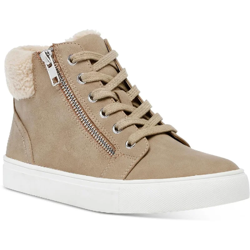 Athletic shoes for pickleball players -DV By Dolce Vita Womens Anjel Faux Leather High Top Casual and Fashion Sneakers