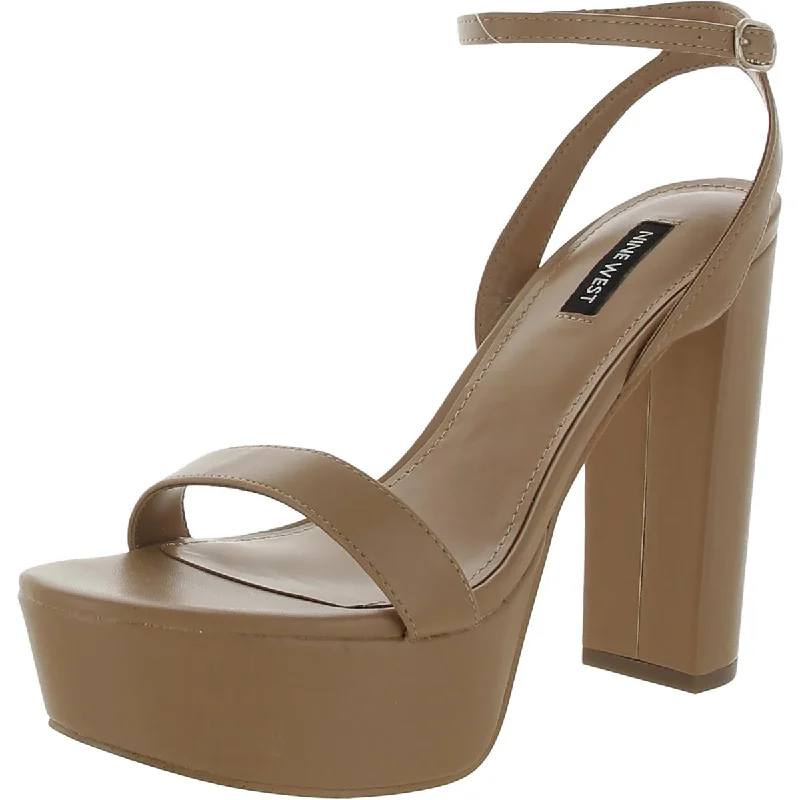 High heels with sleek minimalist designs -high heels for casual wear-Nine West Womens Faux Leather Open Toe Pumps