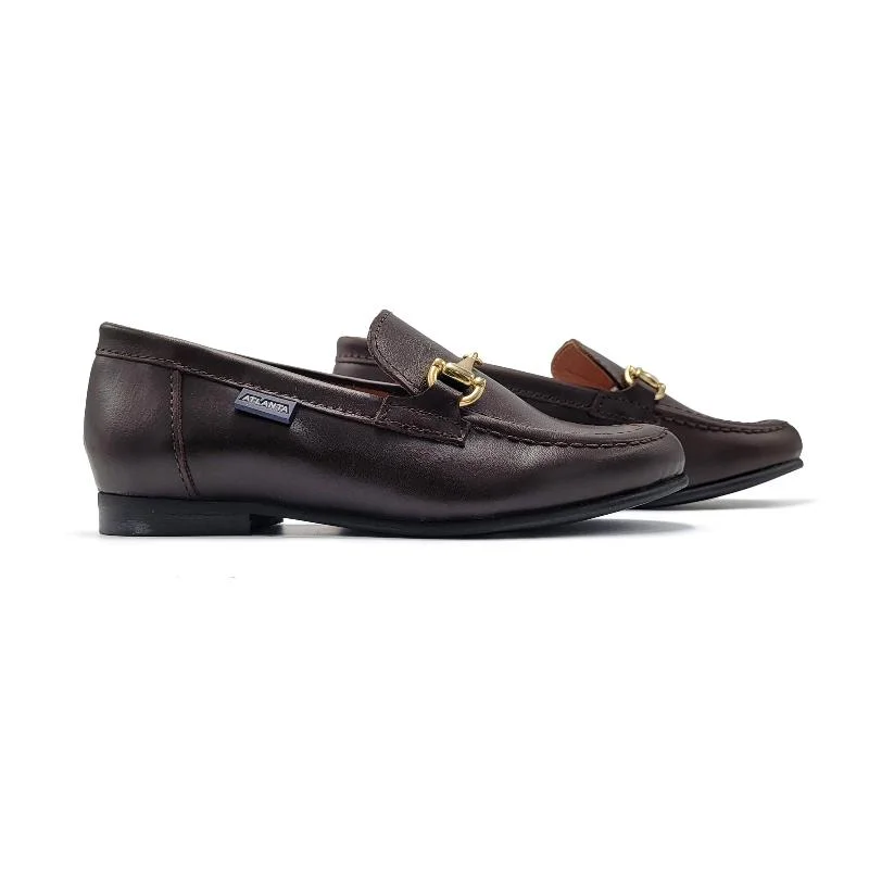 Loafers with cushioned insoles -Atlanta Mocassin Dark Brown Buckle Loafer 19014